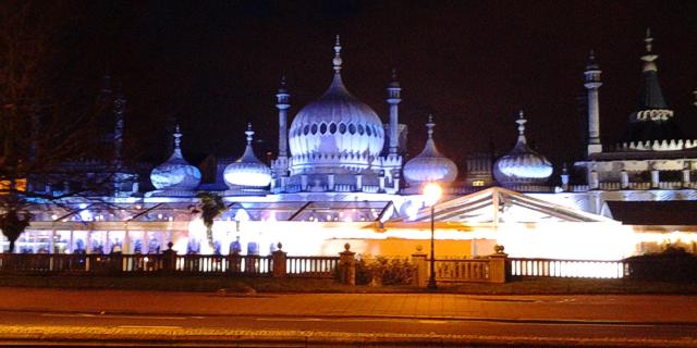 Brighton Pavilion at night, as seen from Grand Parade